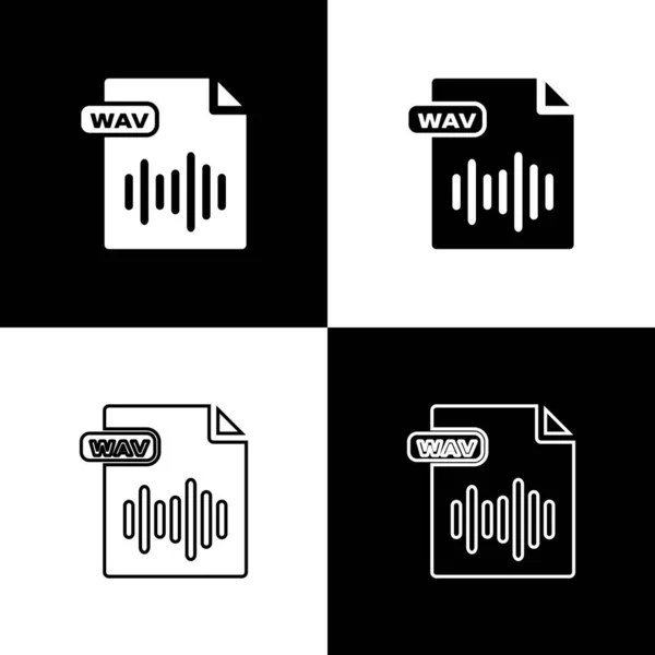 Wav dosya belgesini ayarlayın. Siyah beyaz arka planda yalıtılmış wav düğmesi simgesini indirin. Dijital ses riff dosyaları için Wav waveform ses dosyası formatı. Vektör İllüstrasyonu — Stok Vektör