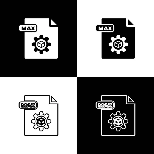 Set MAX file document. Download max button icon isolated on black and white background. MAX file symbol. Vector Illustration — Stock Vector