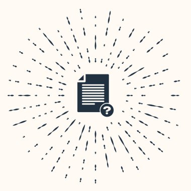 Gri Bilinmeyen belge simgesi bej arkaplanda izole edildi. Soru işareti olan dosya. Raporu, servisi ve küresel arama işaretini beklet. Soyut çember rastgele noktalar. Vektör İllüstrasyonu