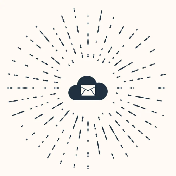 Icône du serveur de messagerie Grey Cloud isolée sur fond beige. Hébergement de serveur Cloud pour courrier électronique. Service de messagerie en ligne. Panneau de la boîte aux lettres. Cercle abstrait points aléatoires. Illustration vectorielle — Image vectorielle