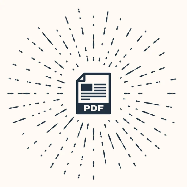 Graue pdf-Datei Dokument. pdf-Symbol auf beigem Hintergrund isoliert herunterladen. pdf-Dateisymbol. abstrakte Kreis zufällige Punkte. Vektorillustration — Stockvektor