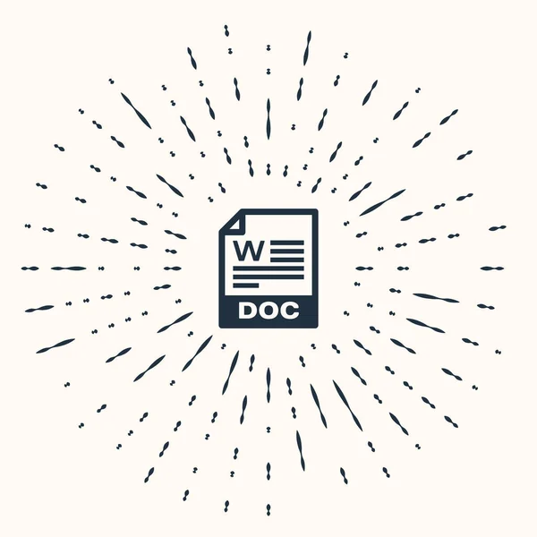 Grijs document van Doc. Download doc knop pictogram geïsoleerd op beige achtergrond. Doc bestandsextensie symbool. Abstracte cirkel willekeurige stippen. Vector Illustratie — Stockvector