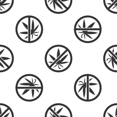 Grey Stop marihuana ya da kenevir yaprağı ikonu beyaz arka planda izole edilmiş pürüzsüz desen. Marihuana içmek yok. Kenevir sembolü. Vektör İllüstrasyonu