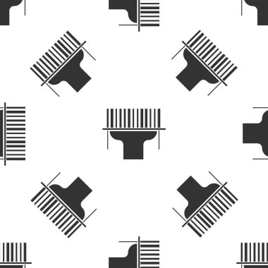 Gri Tarayıcı barkod simgesini tarıyor. Beyaz arka planda izole edilmiş kusursuz desen. Barkod etiketi. Parmaklıklı teslimat için kimlik. Vektör İllüstrasyonu