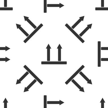 Gri bu taraf beyaz arka planda izole edilmiş ikon deseni. Paketin üst tarafını gösteren iki ok. Bu oklar her zaman yukarıyı göstersin diye kargo tutuldu. Vektör İllüstrasyonu