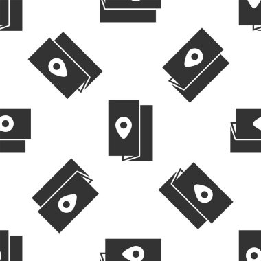 Gri Kapaklı Kitap Seyahat ikonu beyaz arka planda kusursuz desen izole etti. Vektör İllüstrasyonu