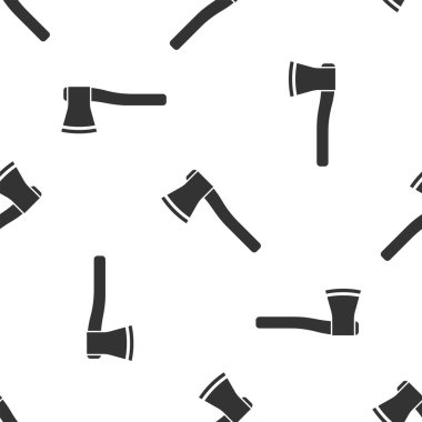 Gri tahta balta ikonu beyaz arka planda izole edilmiş pürüzsüz desen. Oduncu baltası. Vektör İllüstrasyonu