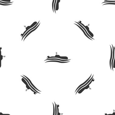 Gri Denizaltı ikonu beyaz arka planda izole edilmiş kusursuz desen. Askeri gemi. Vektör İllüstrasyonu