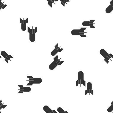 Gri Havacılık bomba simgesi izole Dikişsiz desen beyaz arka plan üzerinde. Roket bomba aşağı uçar. Vektör çizim