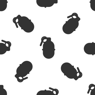 Gri El bombası ikonu beyaz arka planda izole edilmiş kusursuz desen. Bomba patlaması. Vektör İllüstrasyonu