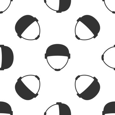 Gri Askeri miğfer ikonu beyaz arka planda kusursuz desen izole etti. Ordu şapkasının savunma ve koruma sembolü. Koruyucu şapka. Vektör İllüstrasyonu