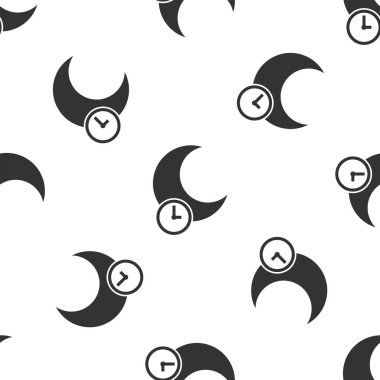 Gri Uyuyan Ay ikonu, beyaz arka planda kusursuz deseni izole etti. Vektör İllüstrasyonu