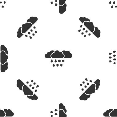 Kar ve yağmur simgesi izole Dikişsiz desen beyaz arka planda Gri bulut. Hava simgesi. Vektör çizim