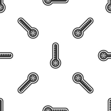 Gri Meteoroloji termometresi ısıyı ve soğuk ikonu ölçüyor. Beyaz arka planda izole edilmiş pürüzsüz desen. Termometre termometresi sıcak ya da soğuk hava gösteriyor. Vektör İllüstrasyonu