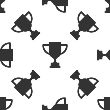 Gri Ödüllü kupa ikonu beyaz arka planda izole edilmiş kusursuz desen. Galibiyet ödülü sembolü. Şampiyonluk ya da yarışma kupası. Spor başarısı. Vektör İllüstrasyonu