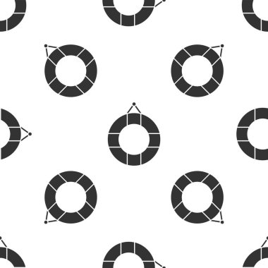 Gri Lifebuoy simgesi beyaz arka planda kusursuz desen izole etti. Can simidi sembolü. Vektör İllüstrasyonu