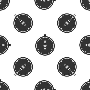 Gri pusula simgesi beyaz arka planda kusursuz desen izole etti. Rüzgâr yön bulma sembolü. Rüzgar gül işareti. Vektör İllüstrasyonu