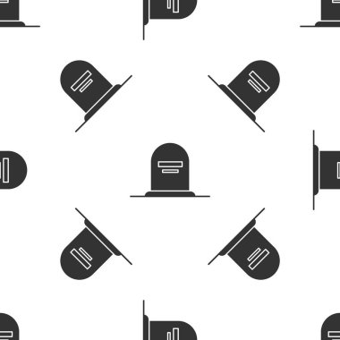 Gri Tombstone üzerinde yazılı RIP ile simge izole Dikişsiz desen beyaz arka plan üzerinde. Mezar simgesi. Vektör çizim