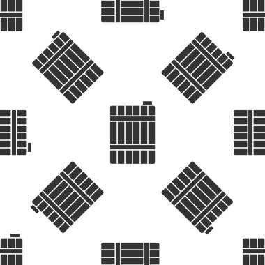 Gri ahşap varil ikonu beyaz arka planda izole edilmiş pürüzsüz desen. Alkol fıçısı, içki kabı, bira için tahta fıçı, viski, şarap. Vektör İllüstrasyonu