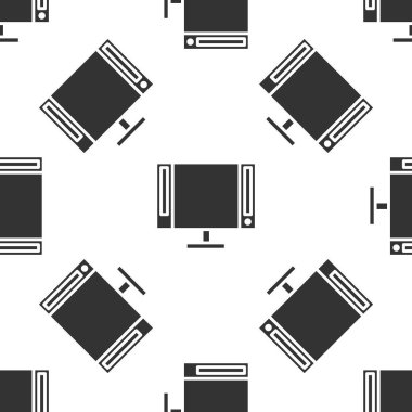 Gri Akıllı TV simgesi beyaz arka planda kusursuz desen izole etti. Televizyon tabelası. Vektör İllüstrasyonu