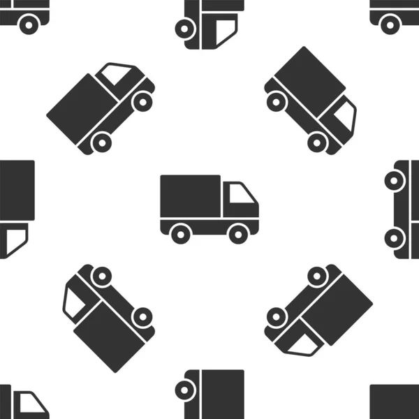 Γκρι παράδοση φορτηγό φορτηγό όχημα εικονίδιο απομονωμένη αδιάλειπτη μοτίβο σε λευκό φόντο. Εικονογράφηση διανύσματος — Διανυσματικό Αρχείο