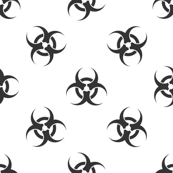 Grå Biohazard symbol ikon isolerad sömlös mönster på vit bakgrund. Vektor Illustration — Stock vektor