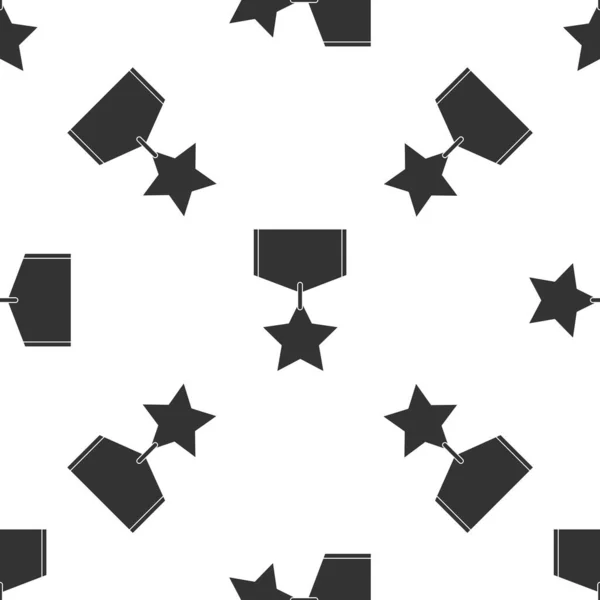 Graue militärische Belohnungsmedaille Ikone isoliert nahtlose Muster auf weißem Hintergrund. Armeezeichen. Vektorillustration — Stockvektor