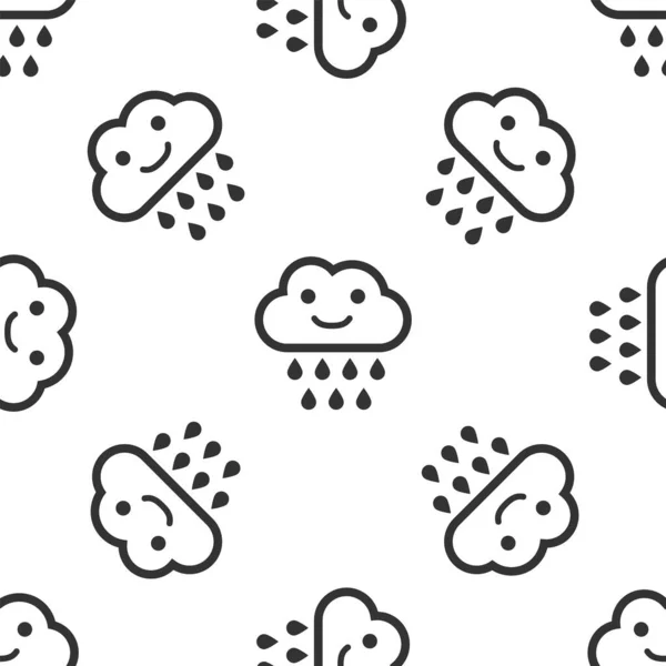 Nuvola grigia con icona pioggia isolato modello senza soluzione di continuità su sfondo bianco. Pioggia precipitazioni nuvolose con gocce di pioggia. Illustrazione vettoriale — Vettoriale Stock