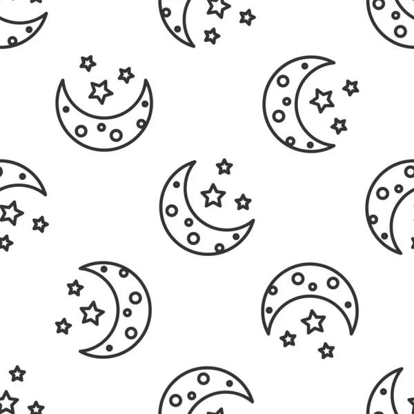 Luna gris y estrellas icono aislado patrón sin costuras sobre fondo blanco. Ilustración vectorial — Archivo Imágenes Vectoriales