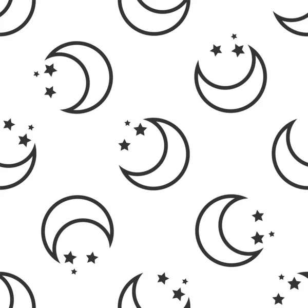 Grey Moon and stars icon isolated seamless pattern on white background. Vector Illustration — Stock Vector