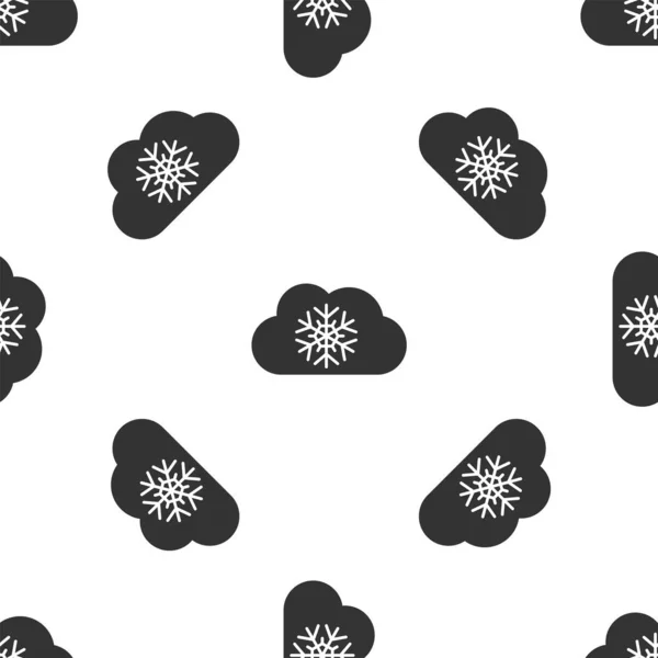 Nuvola grigia con icona di neve isolato modello senza soluzione di continuità su sfondo bianco. Nuvola con fiocchi di neve. Icona del tempo singolo. Segno di neve. Illustrazione vettoriale — Vettoriale Stock