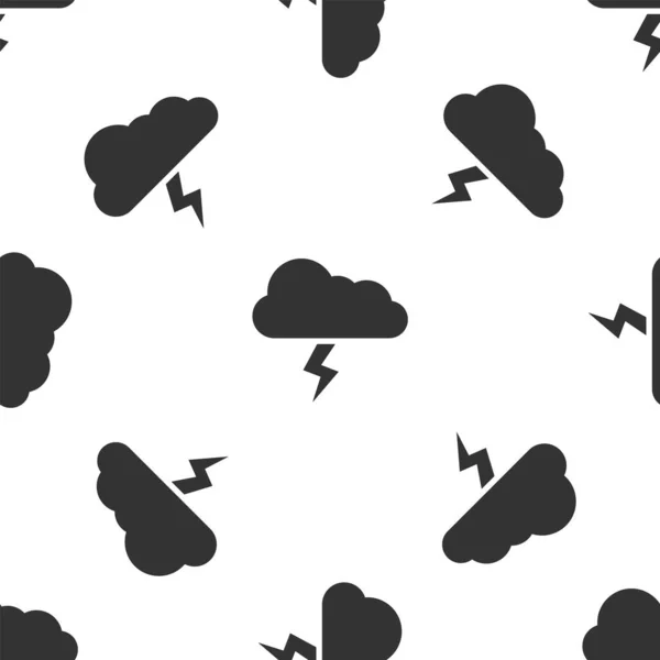 Grey Storm icon isolated seamless pattern on white background. Cloud and lightning sign. Weather icon of storm. Vector Illustration — Stock Vector