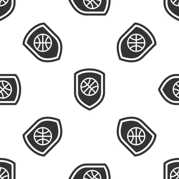 Grey Shield in the basketball ball inside icon isolated seamless pattern on white background. Vector Illustration — Stock Vector