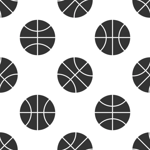 Gris Baloncesto icono de la bola aislado patrón sin costura sobre fondo blanco. Símbolo deportivo. Ilustración vectorial — Archivo Imágenes Vectoriales