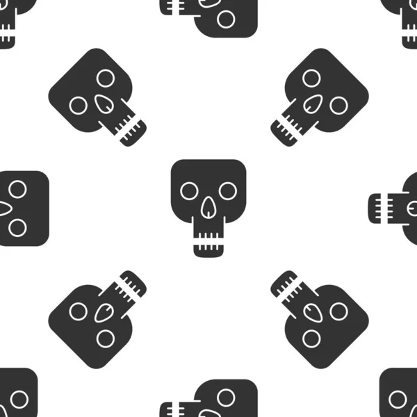 Grey Skull icon isolated seamless pattern on white background. Happy Halloween party. Vector Illustration — Stock vektor