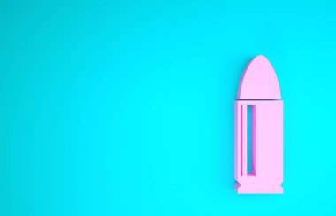 Pembe kurşun ikonu mavi arkaplanda izole edildi. Minimalizm kavramı. 3d illüstrasyon 3B canlandırma