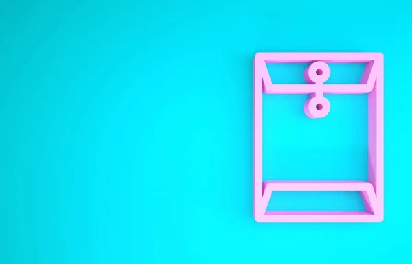 Значок "Розовый конверт" выделен на синем фоне. Символ письма электронной почты. Концепция минимализма. 3D-рендеринг — стоковое фото
