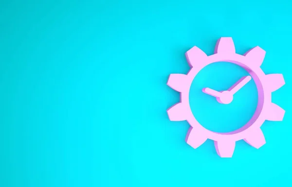 Ikona Pink Time Management izolované na modrém pozadí. Hodiny a výbava. Minimalismus. 3D ilustrace 3D vykreslení — Stock fotografie