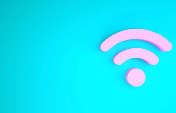 Pictograma roz Wi-Fi wireless de rețea de internet izolat pe fundal albastru. Conceptul de minimalism. 3d ilustrație 3D render — Fotografie, imagine de stoc