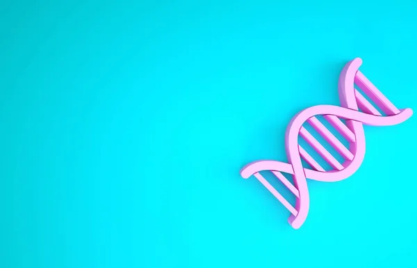 Pink DNA symbol icon isolated on blue background. Minimalism concept. 3d illustration 3D render