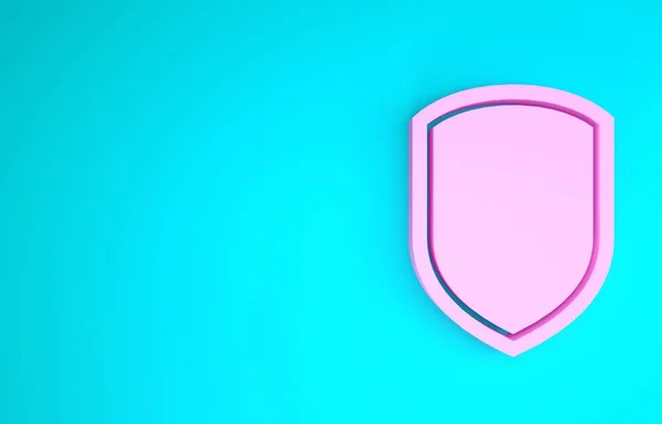 Ікона Pink Shield ізольована на синьому фоні. Охоронний знак. Концепція мінімалізму. 3d Illustrated 3d render — стокове фото