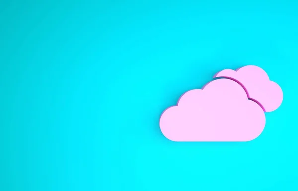 Icono de Nube Rosa aislado sobre fondo azul. Concepto minimalista. 3D ilustración 3D render —  Fotos de Stock