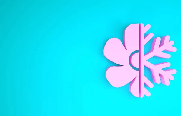 Ícone de condicionador de ar rosa isolado no fundo azul. Conceito de minimalismo. 3D ilustração 3D render — Fotografia de Stock