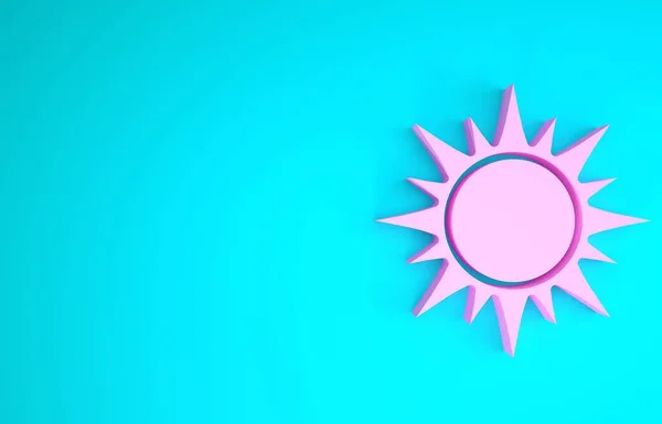 Icono de Sol Rosa aislado sobre fondo azul. Concepto minimalista. 3D ilustración 3D render —  Fotos de Stock