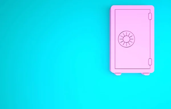 Icono de Pink Safe aislado sobre fondo azul. La puerta caja fuerte una bóveda del banco con una cerradura combinada. Protección de datos fiable. Concepto minimalista. 3D ilustración 3D render —  Fotos de Stock