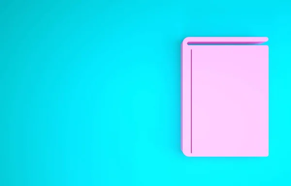 Icono del Libro Rosa aislado sobre fondo azul. Concepto minimalista. 3D ilustración 3D render — Foto de Stock