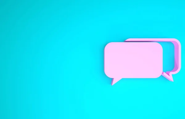 Pink Chat icon isolated on blue background. Speech bubbles symbol. Minimalism concept. 3d illustration 3D render — Stock Photo, Image