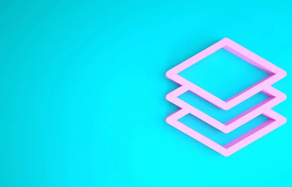 Pink Layers icon isolated on blue background. Minimalism concept. 3d illustration 3D render — Stock Photo, Image