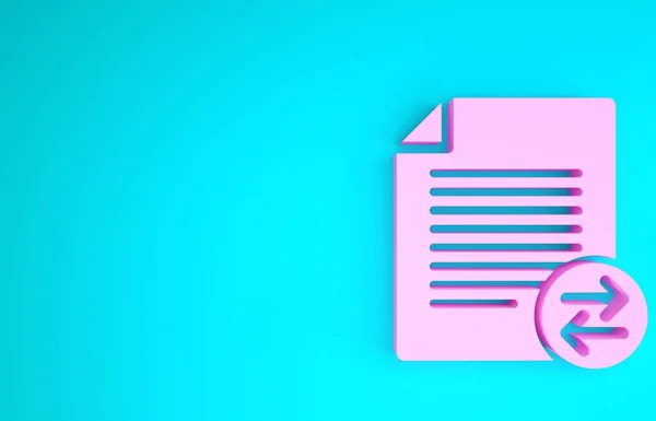 Icona Trasferimento file rosa isolata su sfondo blu. Copia file, scambio dati, backup, migrazione PC, concetti di condivisione file. Concetto minimalista. Illustrazione 3d rendering 3D — Foto Stock