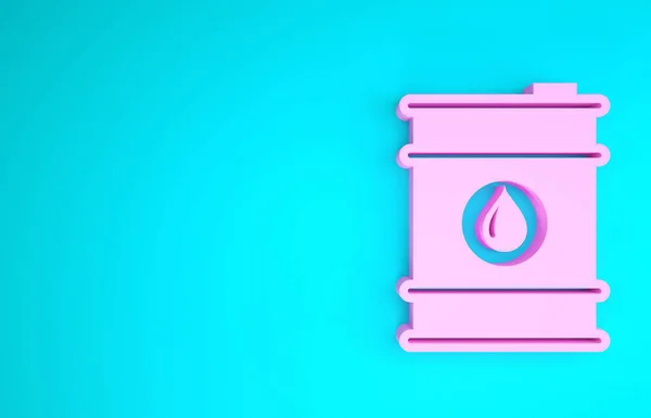 Icono de petróleo de barril rosa aislado sobre fondo azul. Concepto minimalista. 3D ilustración 3D render — Foto de Stock